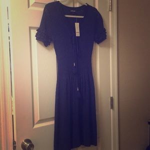 Bebe dark blue lace up tassel dress size XS NWT